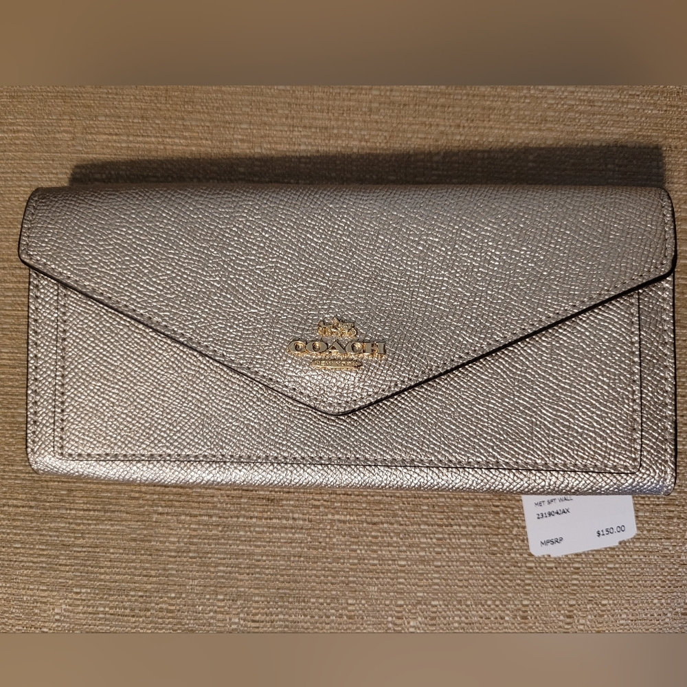 Coach Metallic Platinum Clutch Wallet